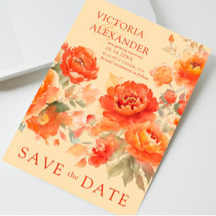Burnt Orange Floral Wedding Save The Date