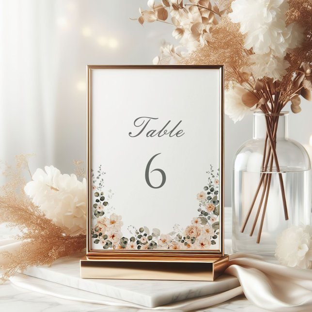 Burnt Orange Garden Script Wedding Table Number  (Creator Uploaded)