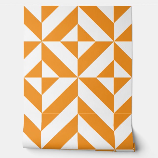 Burnt Orange Geometric Art Deco Wallpaper (Unrolling)