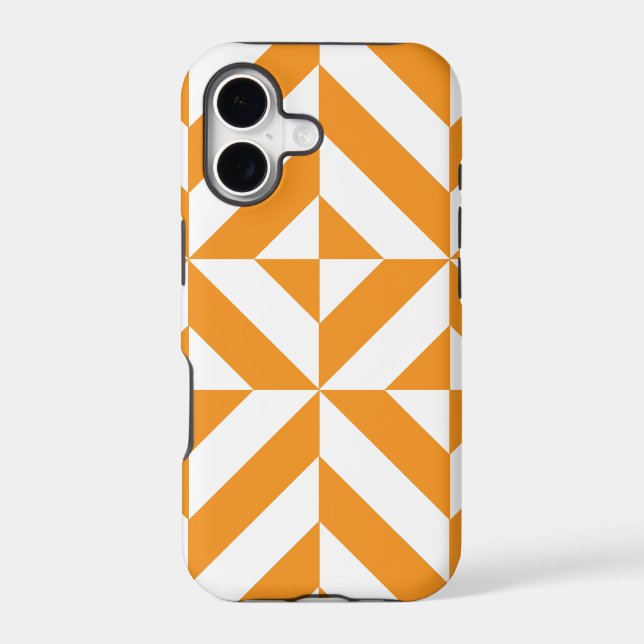Burnt Orange Geometric Deco Cube Pattern Iphone Case (Back)