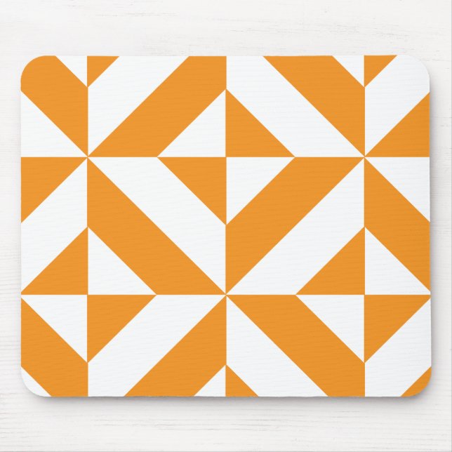 Burnt Orange Geometric Deco Cube Pattern Mouse Pad (Front)