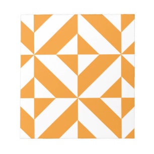 Burnt Orange Geometric Deco Cube Pattern Notepad