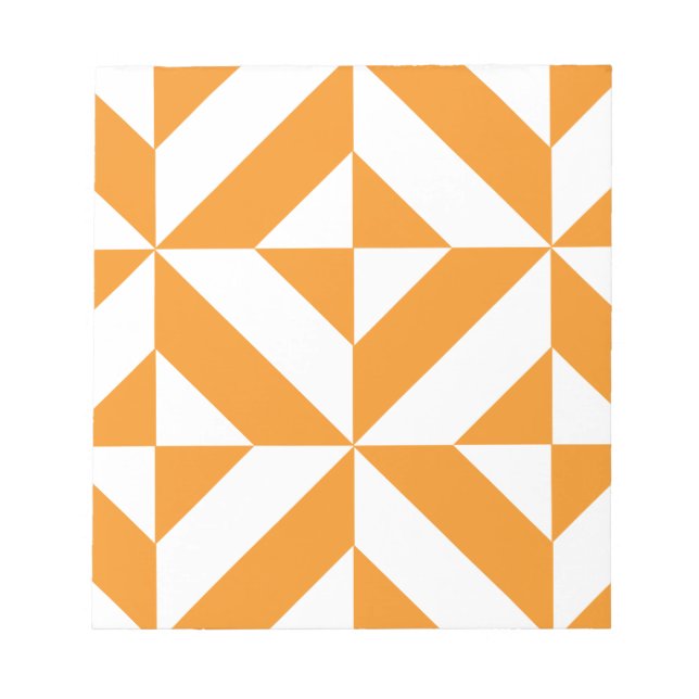Burnt Orange Geometric Deco Cube Pattern Notepad (Front)