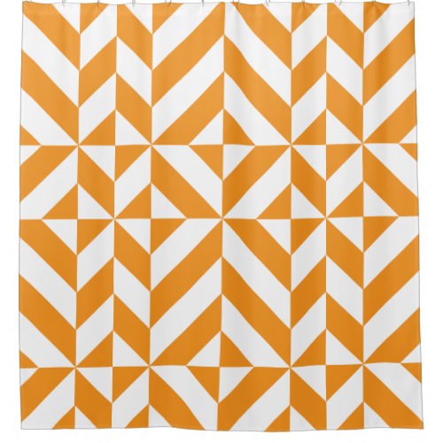 Burnt Orange Geometric Deco Cube Pattern Shower Curtain