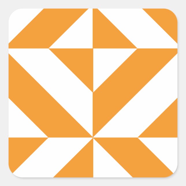 Burnt Orange Geometric Deco Cube Pattern Square Sticker (Front)