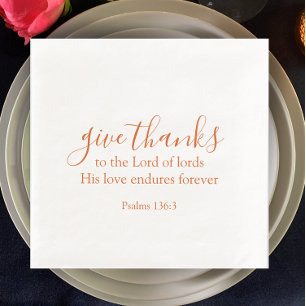 Burnt Orange Give Thanks Religious Thanksgiving Paper Dinner Napkins