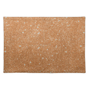 Burnt Orange Glitter Sparkles Cloth Placemat