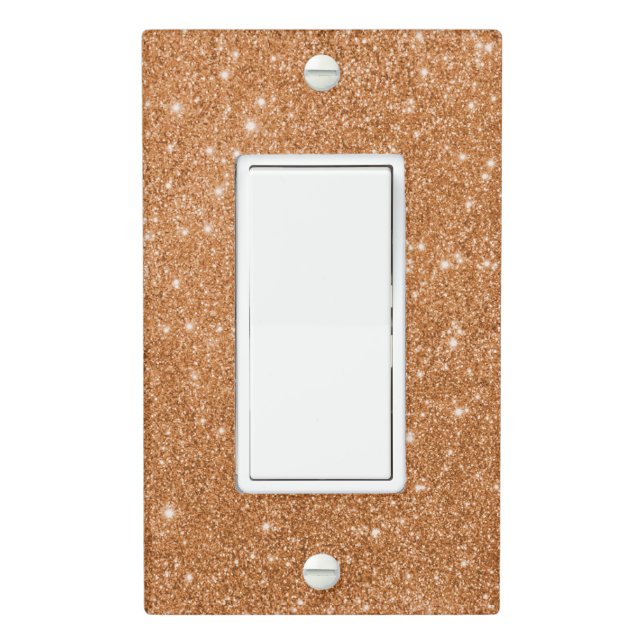 Burnt Orange Glitter Sparkles Light Switch Cover (In Situ)