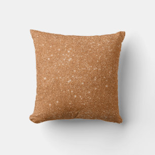 Burnt Orange Glitter Sparkles Throw Pillow