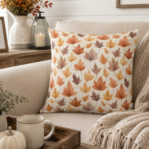 Burnt Orange Gold Brown Fall Leaf Modern Farmhouse Throw Pillow