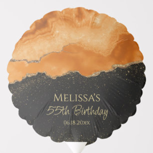 Burnt Orange Gold Glitter Watercolor Marble Balloon