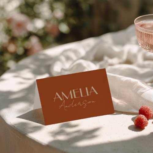 Burnt Orange Gold Old Money Wedding Place Cards