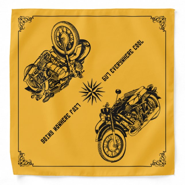 Burnt Orange Gold Ural Motorcycle Sidecar Bandana (Front)