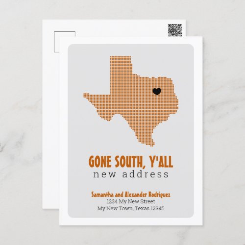 Burnt Orange Gone South Yall Moving Postcard