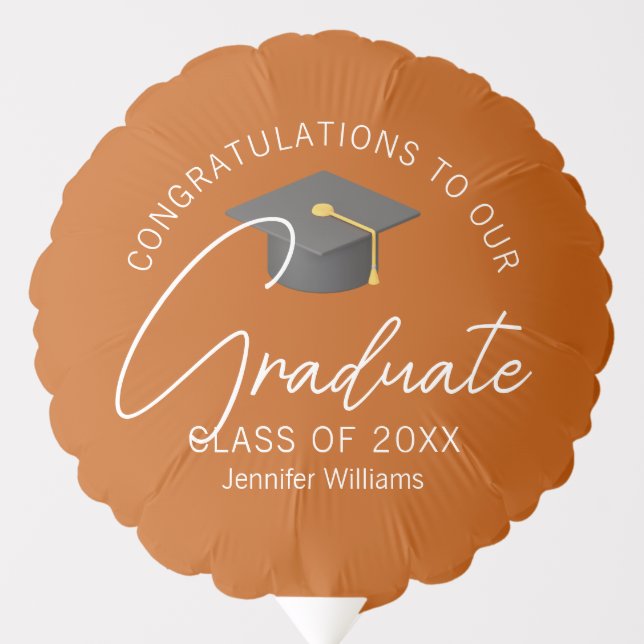 Burnt Orange Graduate Custom Graduation Party Balloon (Front)
