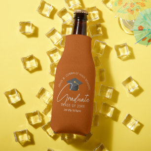Burnt Orange Graduate Custom Graduation Party Bottle Cooler