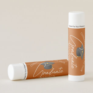 Burnt Orange Graduate Custom Graduation Party Lip Balm