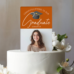 Burnt Orange Graduate Photo 2026 Graduation Party Cake Topper