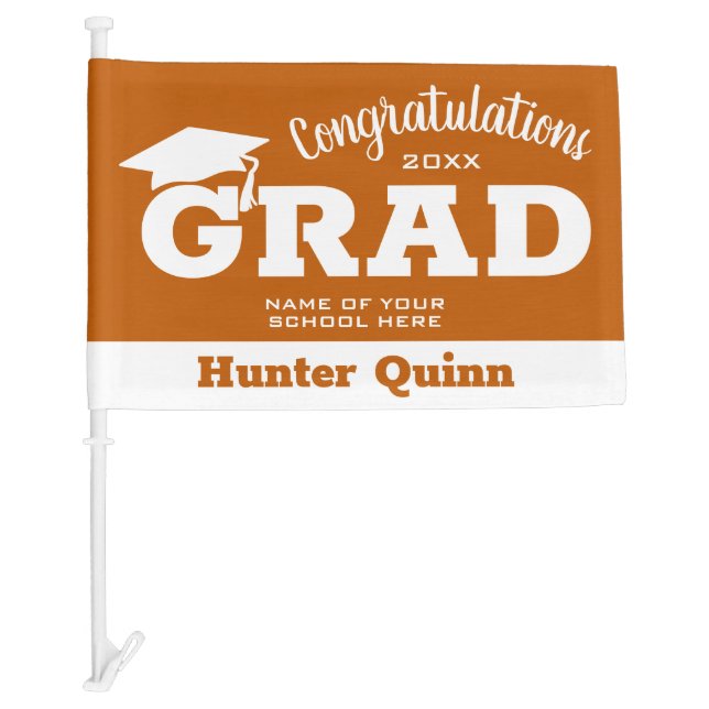 Burnt Orange Graduation Car Flag (Front)
