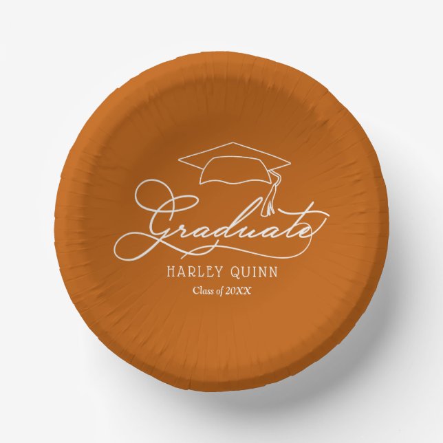 Burnt Orange Graduation Party Paper Bowls (Front)