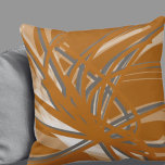 Burnt Orange & Gray Artistic Abstract Ribbons Throw Pillow<br><div class="desc">Burnt orange and gray throw pillow features an artistic abstract ribbon composition with shades of burnt orange and gray with white accents on a trendy burnt orange background. The neutral gray hues compliment the shades of burnt orange to create a stylish abstract design in modern hues that can add a...</div>