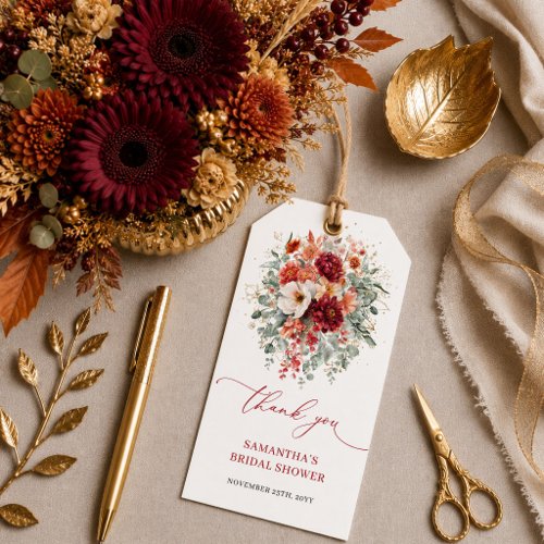 Burnt orange greenery autumn bridal shower favor t gift tags