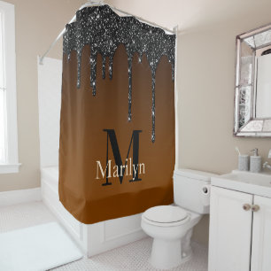 BURNT ORANGE HALOWEEN SHOWER CURTAIN