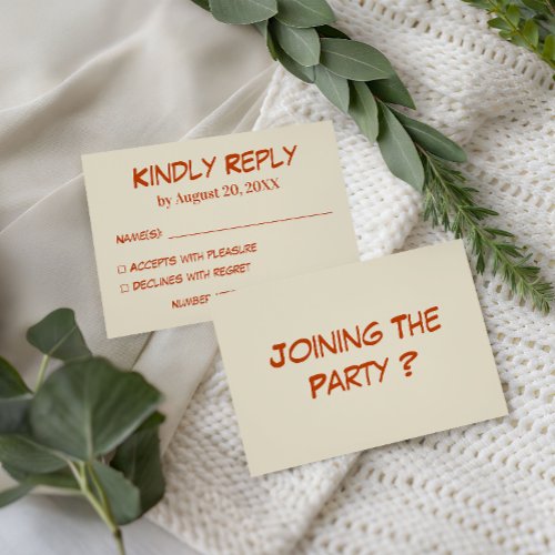 Burnt Orange Handwritten Typography Wedding        RSVP Card