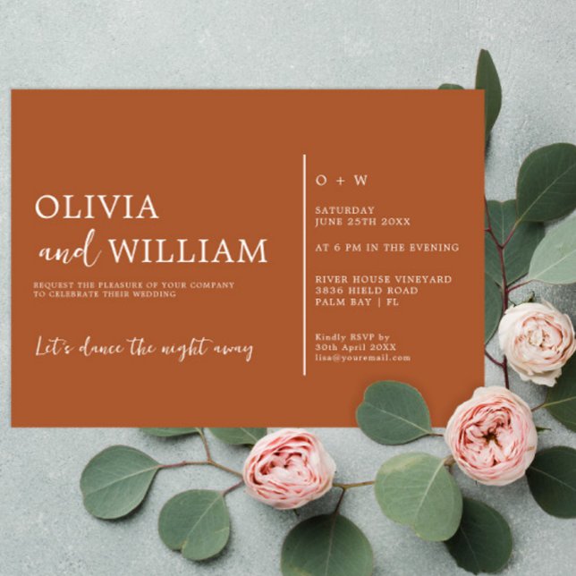 Burnt Orange Handwritten Wedding Invitation (Creator Uploaded)