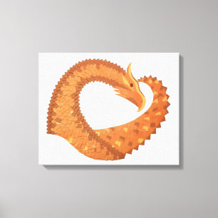 Burnt orange heart dragon on white canvas print
