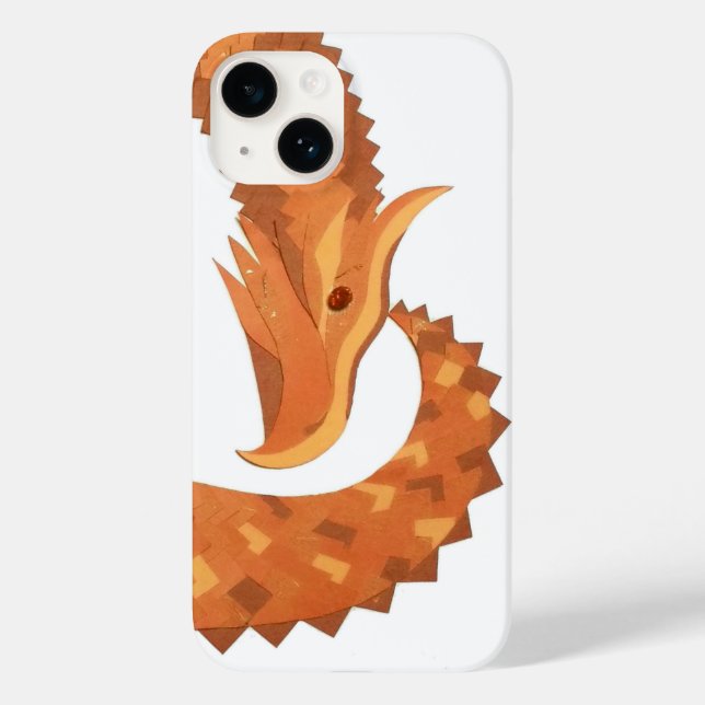 Burnt orange heart dragon on white Case-Mate iPhone case (Back)