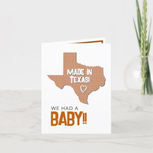 Burnt Orange Herringbone Made in Texas Photo Baby Announcement