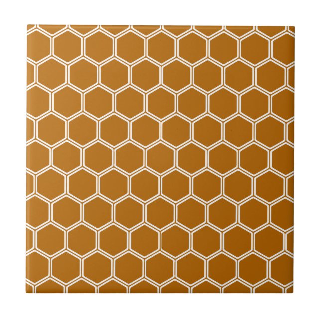 Burnt Orange Hexagon 1 Ceramic Tile (Front)