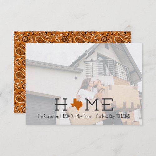 Burnt Orange HOME Texas Moving Announcement