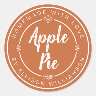 Burnt Orange Homemade Apple Pie Classic Round Sticker