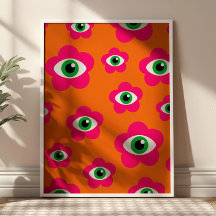 Burnt Orange& Hot Pink Evil Eye Daisies Funky