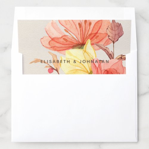 Burnt orange ivory cream paper chic wedding envelope liner