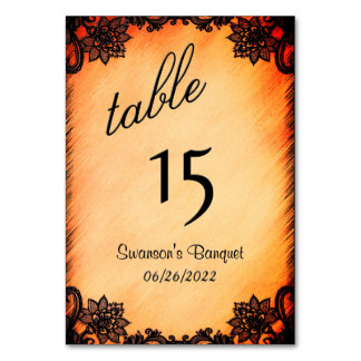 Burnt Orange Lace Table Number 