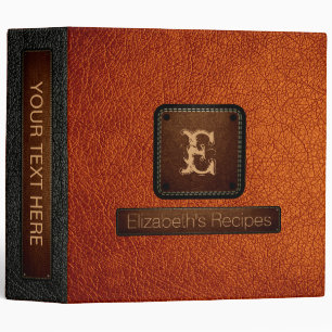 Burnt Orange Leather Elegant Monogram Binder