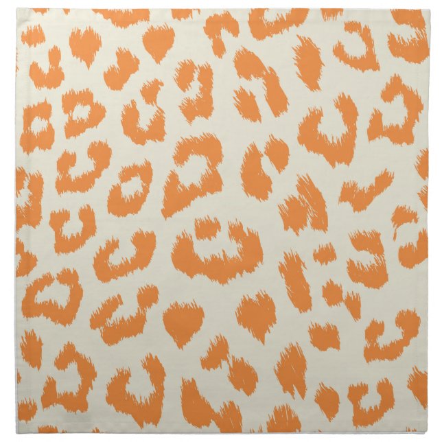 Burnt Orange Leopard Print Dinner Napkin (Front)