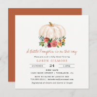 Burnt Orange Little Pumpkin Fall Baby Shower Invitation