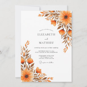 Burnt Orange Lustrous Autumnal Wedding Invitation
