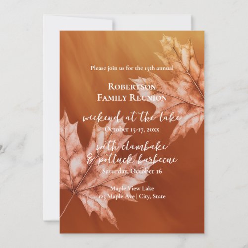 burnt orange maple leaves fall family reunion