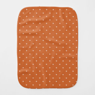 Burnt Orange Mini Hearts Background Baby Burp Cloth