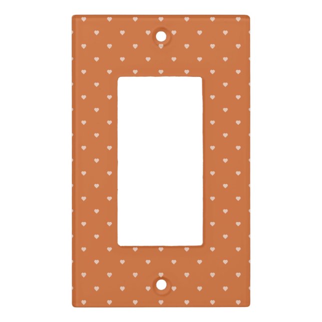 Burnt Orange Mini Hearts Background Personalized Light Switch Cover (Front)
