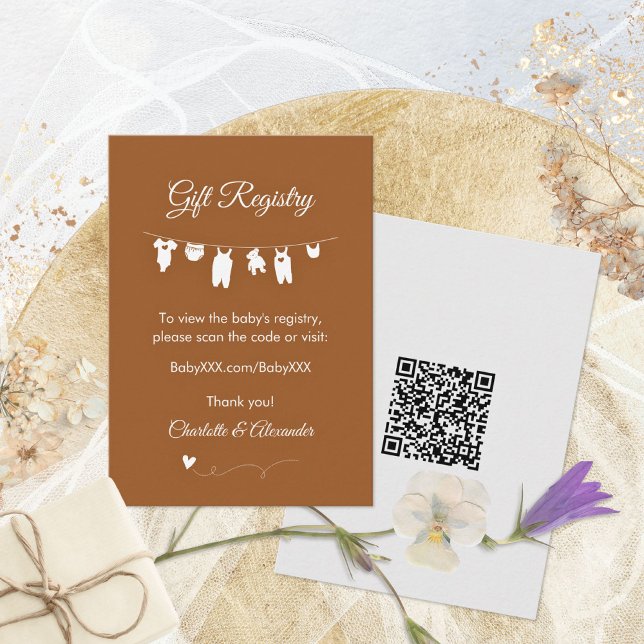 Burnt Orange Minimalist Baby Shower Gift Registry Enclosure Card (Burnt Orange Minimalist Baby Shower Gift Registry Enclosure Card ©Susanne Sachers - Sunny Mind 🌞)