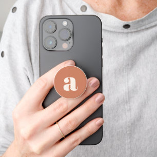 Burnt Orange Minimalist Lowercase Monogram Initial PopSocket