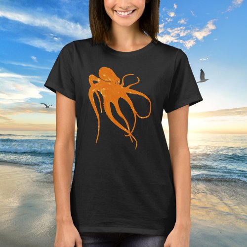 Burnt orange minimalist ocean life octopus  T_Shirt