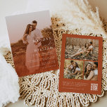 Burnt Orange Minimalist Photo QR code Wedding Invitation<br><div class="desc">Terracotta Photo Burnt Orange QR Code Wedding Invitation</div>