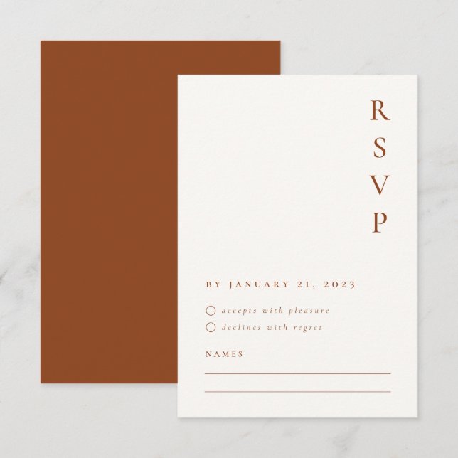 Burnt Orange Minimalist RSVP Card (Front/Back)